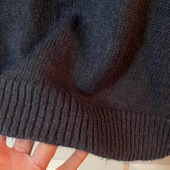 Nordstrom By Design Cupid Pompom Mock Neck Sweater Navy Blue Medium EUC - Picture 5 of 9